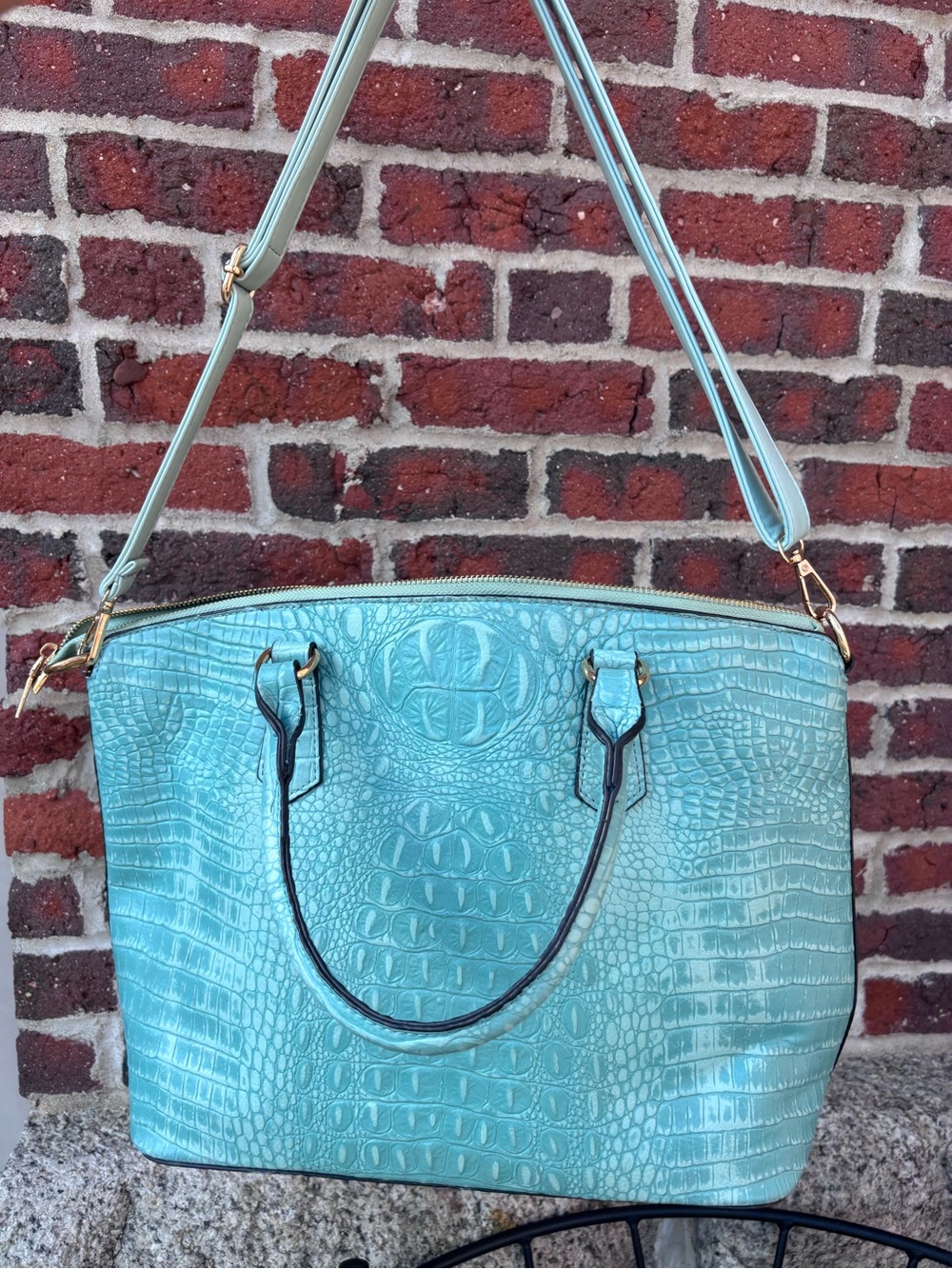 Vegan leather Robinโs Egg Blue Tote